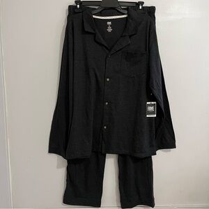 Frye Pajama Set dark charcoal gray NEW Mens size XL pockets long sleeve